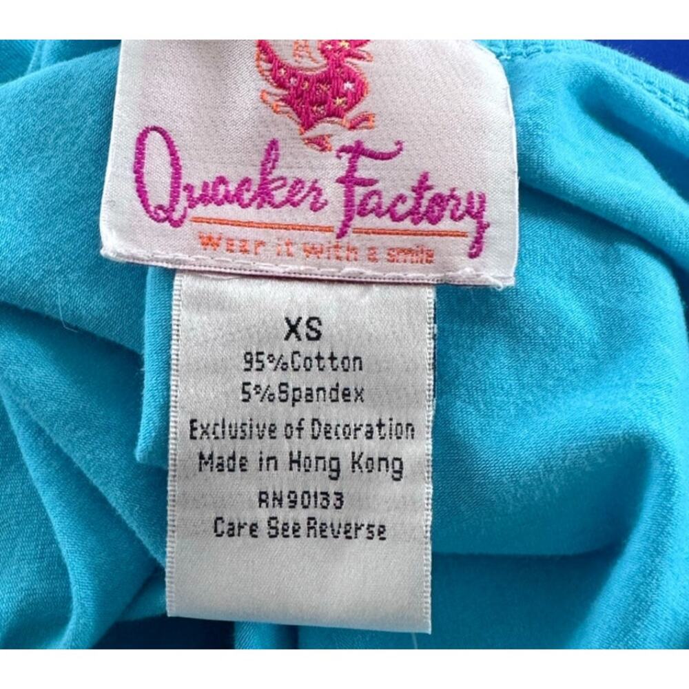 The Quacker Factory XS V Neck Short Sleeve TShirt Beaded NEW NWT Blue - Picture 4 of 13